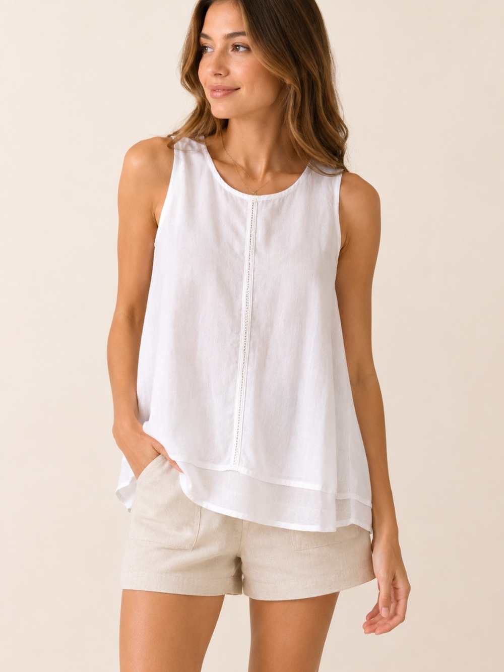 Fever White Sleeveless Blouse Top Size Small Lightweight Viscose Summer Tank